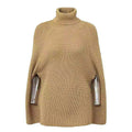 Solid Color High Neck Shawl Knitted Sweater Women