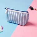 Trousse de maquillage en toile Miyahouse pour femmes, trousse de maquillage à rayures, trousse de toilette de voyage imprimée, pochette portable, trousse de maquillage