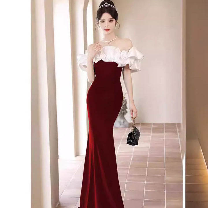 High-grade French Off-shoulder Temperament Ladies Party Dress