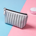 Trousse de maquillage en toile Miyahouse pour femmes, trousse de maquillage à rayures, trousse de toilette de voyage imprimée, pochette portable, trousse de maquillage