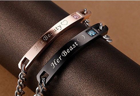 Couple Bracelet Titanium Steel Couple Rose Gold Black Bracelet