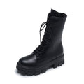 British Style New Casual Thin Thick-soled Non-slip Lace-up Single Boots Ankle Boots