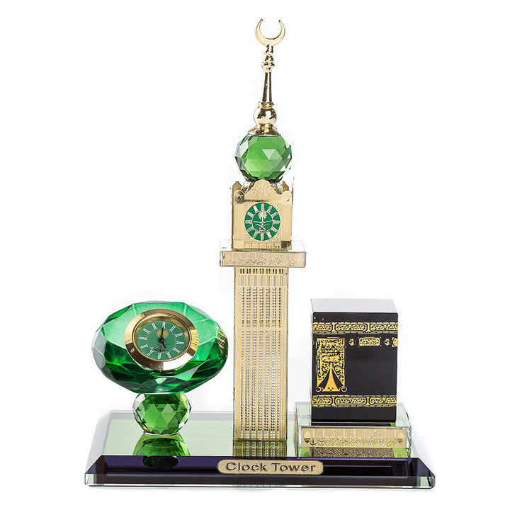 Montre Shiying Horloge à quatre faces Kaaba Ensemble de trois pièces Fournitures de voiture islamiques Cadeaux musulmans Ornements de bureau en gros