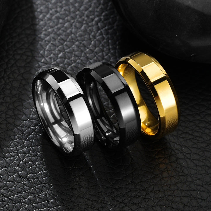 Bague en acier inoxydable pour femmes et hommes, bague de doigt couleur or à la mode, alliance, bijoux cadeau