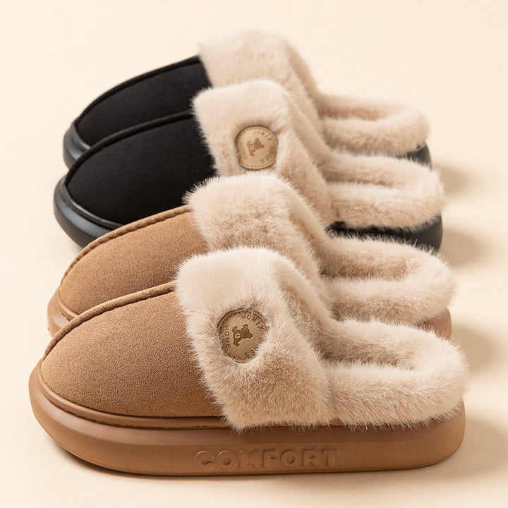 Nouvelles pantoufles en peluche pour femmes et hommes, pantoufles d'hiver chaudes pour la maison, chaussures d'intérieur en polaire à semelles épaisses