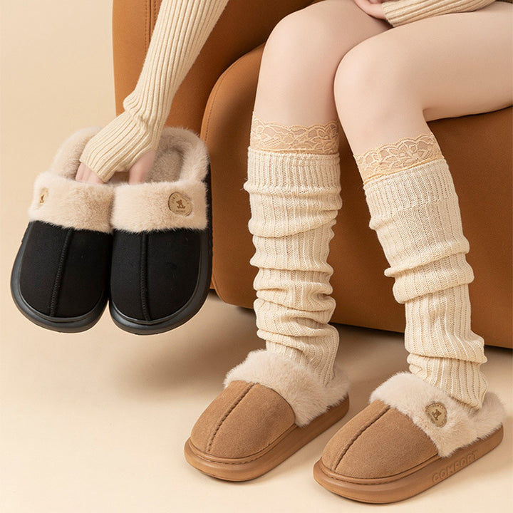 Nouvelles pantoufles en peluche pour femmes et hommes, pantoufles d'hiver chaudes pour la maison, chaussures d'intérieur en polaire à semelles épaisses