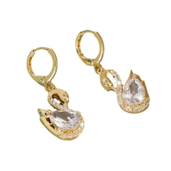 Boucles d'oreilles cygne en strass douces pour femmes