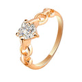 Trend Chain Heart-shaped Zircon Ring