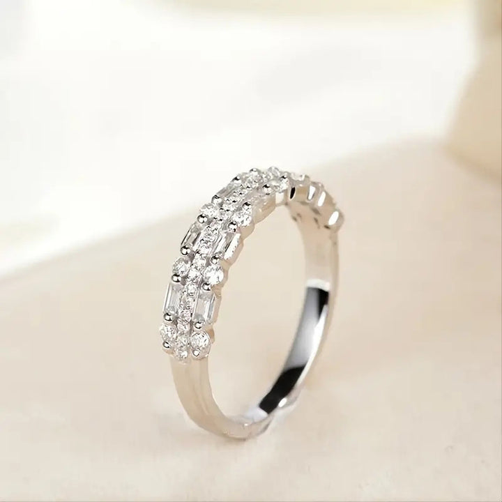 Three-layer Fine Circle Line Setting For Women Full Finger Rings