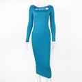 Slim Fleece Square Collar Long Sleeve Dress