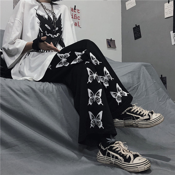 Harajuku Style Printed Loose Casual Pants Women