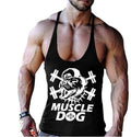 T-shirt de dessin animé pour homme, haut de musculation, de fitness, d'entraînement, de sport, imprimé chien