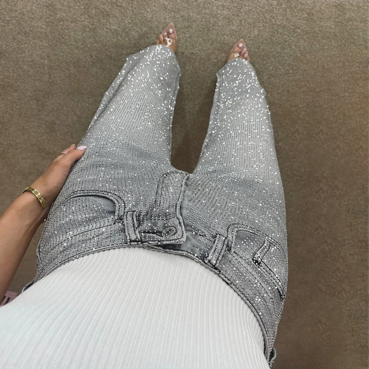 Pantalon d'été taille haute en denim pour femme