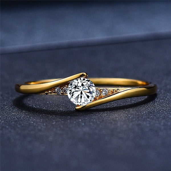 Women's Gold-Plated Engagement Ring Ring