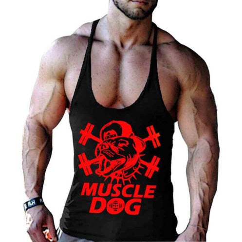 T-shirt de dessin animé pour homme, haut de musculation, de fitness, d'entraînement, de sport, imprimé chien