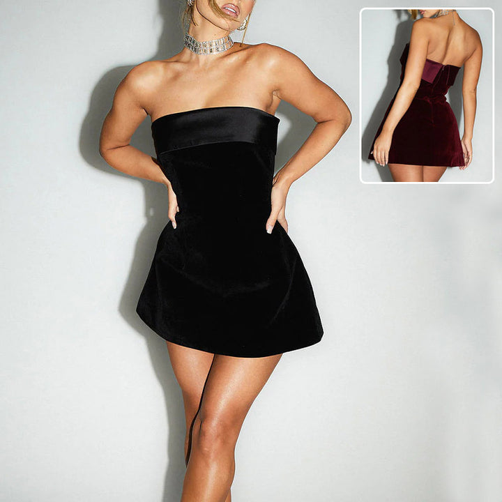 Robe tube slim tendance à fermeture éclair, coupe trapèze, tenue de soirée courte pour femme