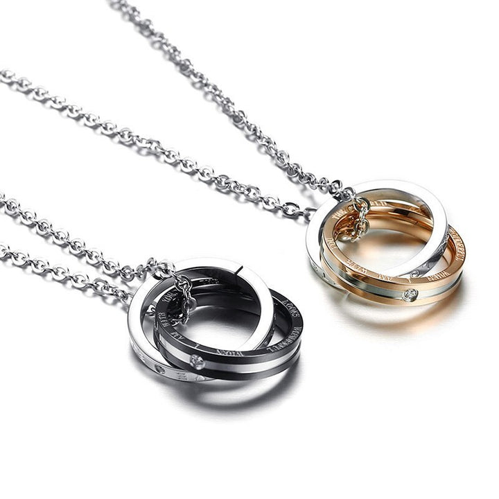 Stainless steel couple necklace