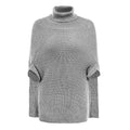 Solid Color High Neck Shawl Knitted Sweater Women