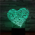 Creative 3D Graffiti Love Smart Remote Control Night Light