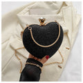 Evening Clutch Bag Women Bag Shiny Handbag Heart Shape Metal Clutches Bag Fashion Chain Shoulder Crossbody Bag Luxury Lady Purse Valentines Day Outfit