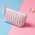 Trousse de maquillage en toile Miyahouse pour femmes, trousse de maquillage à rayures, trousse de toilette de voyage imprimée, pochette portable, trousse de maquillage