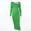 Slim Fleece Square Collar Long Sleeve Dress