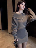 Design Inspired Long Sleeved Knitted Dress For Women