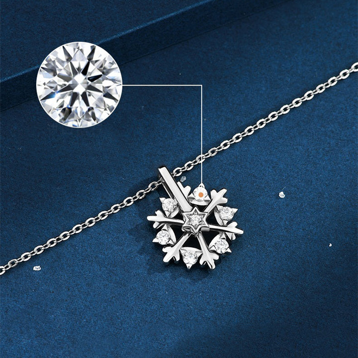 Collier flocon de neige rotatif en argent 925 pour femme, design de niche de luxe, bijoux en strass brillants, cadeau d'anniversaire pour l'automne et l'hiver pour les amis