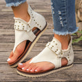 Denim Thong Sandals With Rear Zipper Summer Retro Beach Flat Shoes For Women