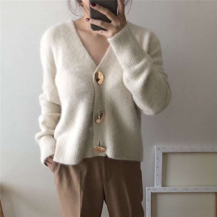 Lazy knitted cardigan top women