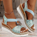 Women's Peep Toe Serpentine Wedges Sandals With Circle Design Casual Summer Shoes