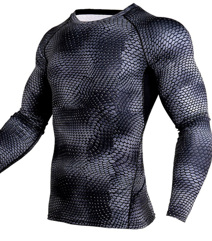 T-shirt de compression pour homme, chemise de course, de gym, de sport, de fitness, respirante, à séchage rapide, vêtements de sport, d'entraînement, de sport, moulant, rashguard, pour homme