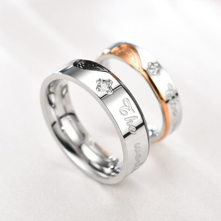 Stainless Steel Couple Ring Micro Inlaid Zircon Couple Rings