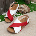 Summer Wedges Sandals With Colorblock Cross-strap Design Casual Thick-soled Roman Shoes For Women