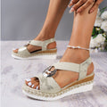 Women's Peep Toe Serpentine Wedges Sandals With Circle Design Casual Summer Shoes