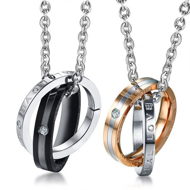 Stainless steel couple necklace