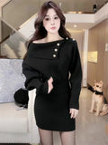 Design Inspired Long Sleeved Knitted Dress For Women