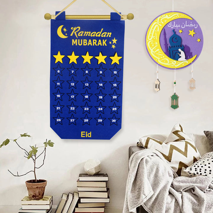 Décoration du Ramadan Calendrier de l'Aïd Tapisserie de l'Aïd de 30 jours pour enfants