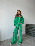 Waist Wide Leg Trousers Velvet Casual Two Suit Women