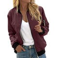 European And American Solid Color Women's Fashion Zipper Baseball Uniform