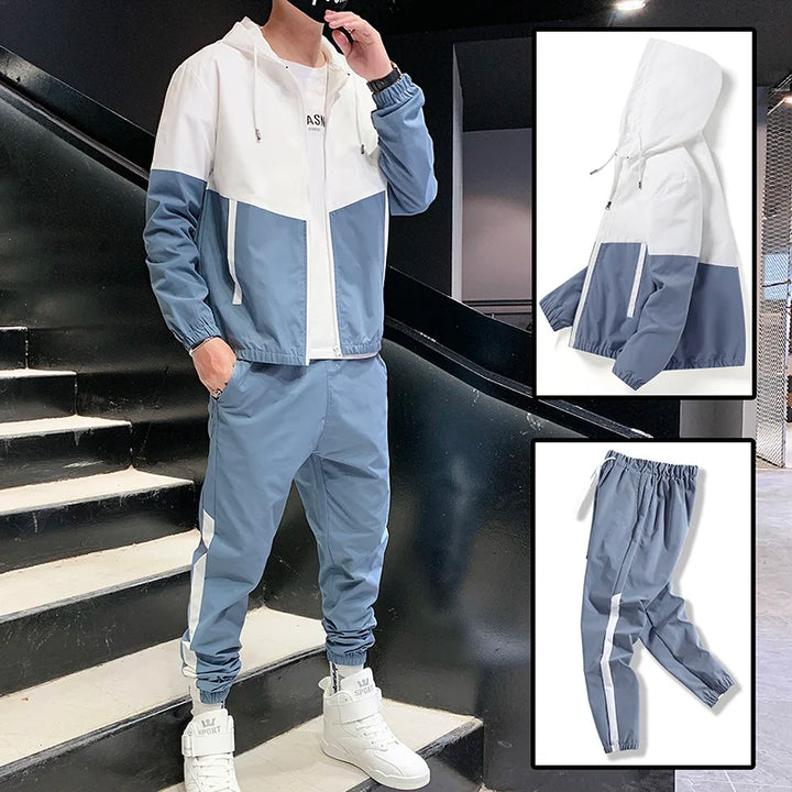 Men Tracksuit Casual Joggers Hooded