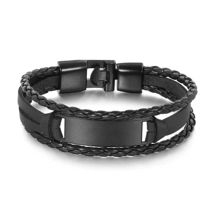 Custom Logo Name Engrave Leather Bangle & Bracelet Women Handmade life-saving Men Rope Id Bracelets