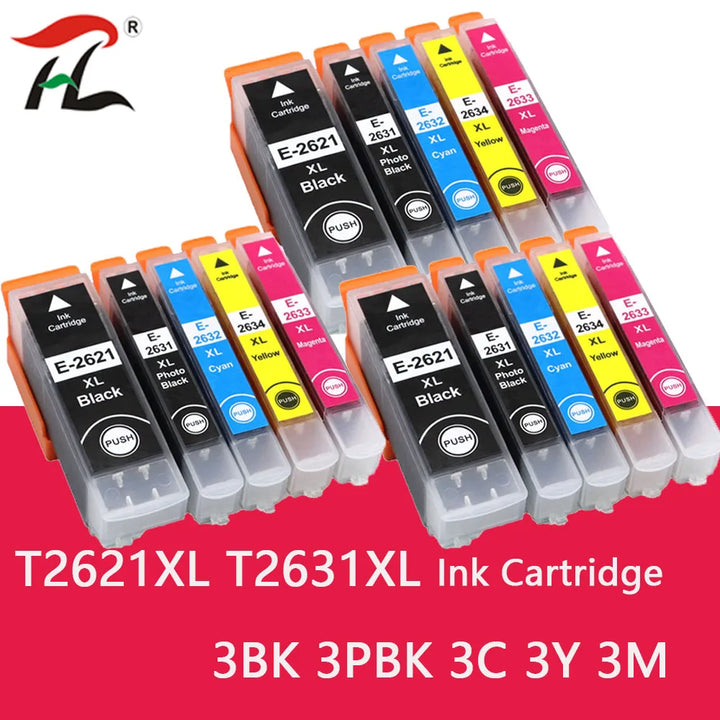 خرطوشة حبر HTL متوافقة مع T2621 T2631 - T2634 لطابعات EPSON XP 520 600 605 610 615 620 625 700 710 720 800 810 820