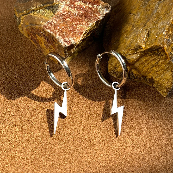 Stainless Steel Earrings New Lightning Plated Hoops