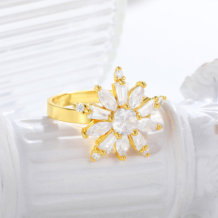 Bague ajustable en cuivre avec micro-incrustations de zircons