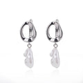 Geometric Circular Design Water Pearl Earrings