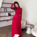 Ladies New Color Contrast Patchwork Slim-fit Lace Up Long Sleeve Dress