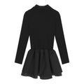 Robe noire princesse femme automne et hiver sous-vêtements col roulé jupe courte bouffante