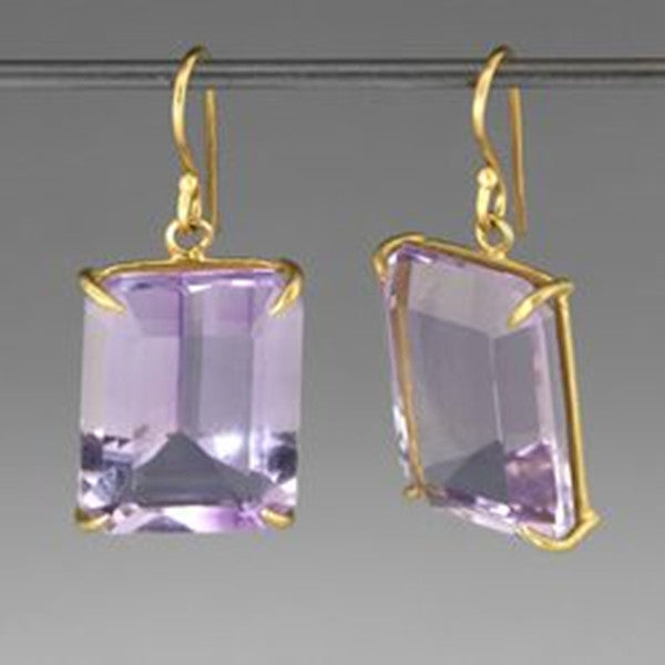 Boucles d'oreilles carrées en cristal violet Boucles d'oreilles fantaisie