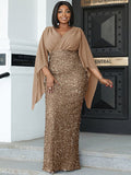 Women's Sequin Temperament Pure Color Dress